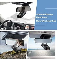 Vista 2 de Soporte para detector de radar, soporte de montaje de radar de barra de espejo retrovisor+kit de cable de alimentación de cable duro para espejo