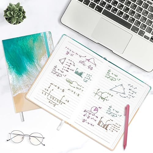 Miniatura 6 de Cuaderno de diario rayado, diario de tapa dura para mujer, mediano de 5.7 x 8.4 pulgadas, 160 páginas de papel grueso, bonito cuaderno de rayas