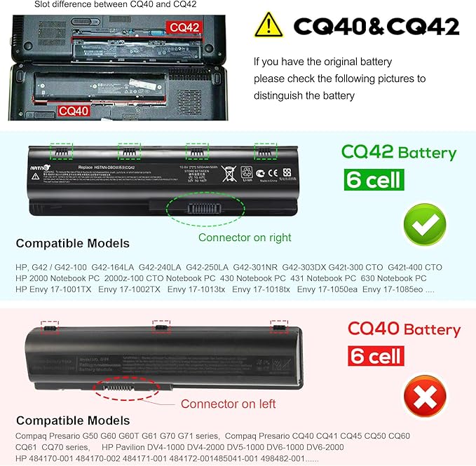 Batería NATNO 593553-001 10.8V 5200mAh 6 celdas para HP Pavilion/Compaq Presario miniatura 7