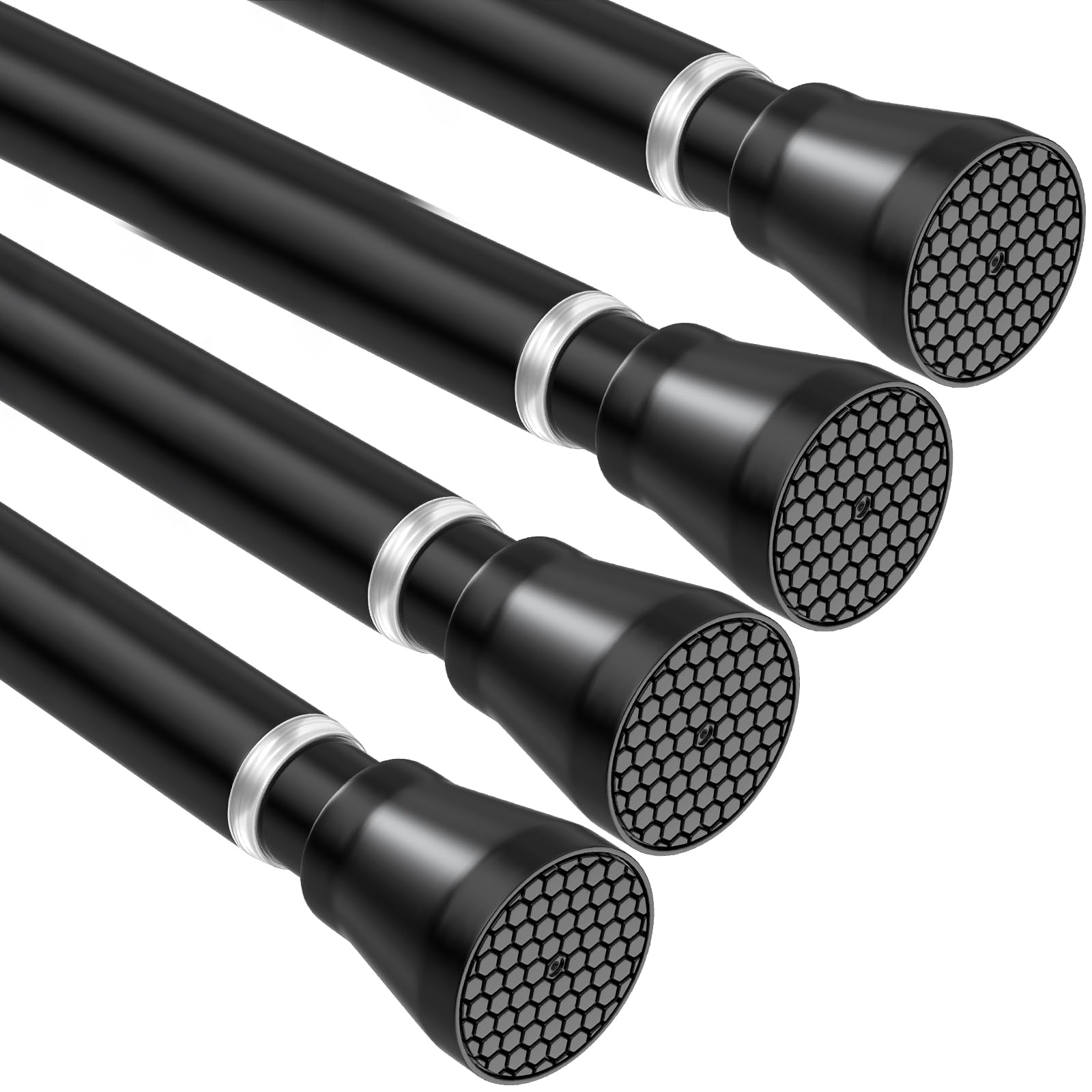 4 Pack Black Tension Curtain Rod 30 to 64 Inch,Spring Curtain Rod