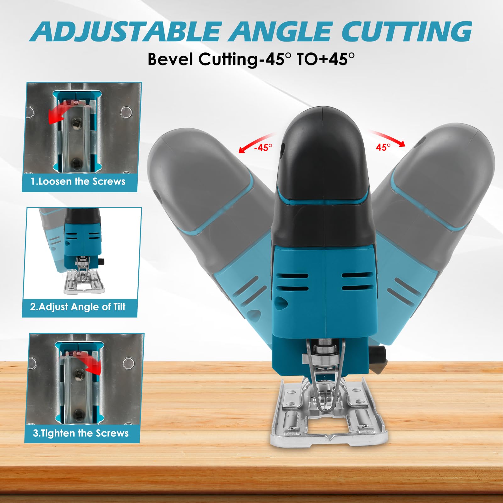 Seghetto Alternativo Senza Batteria Per Makita 18V | Taglio Legno E Metallo | 20 Lame Incluse | Fino A 3000 SPM - Foto 5