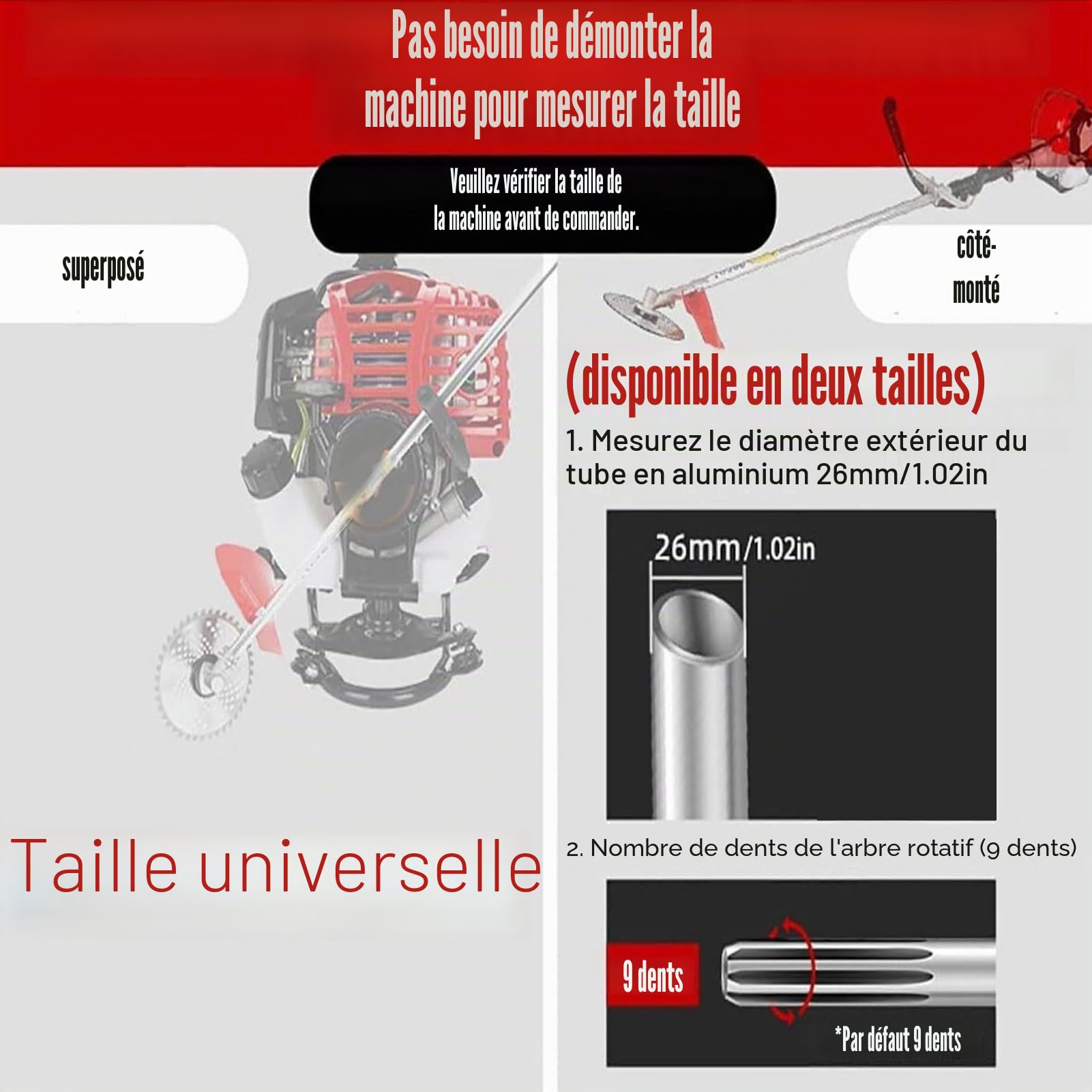 Roue de Desserrage Multifonctionnelle pour Tondeuse et Débroussailleuse - 9 Dents, 26 Mm, en Métal - pour Désherbage du Sol