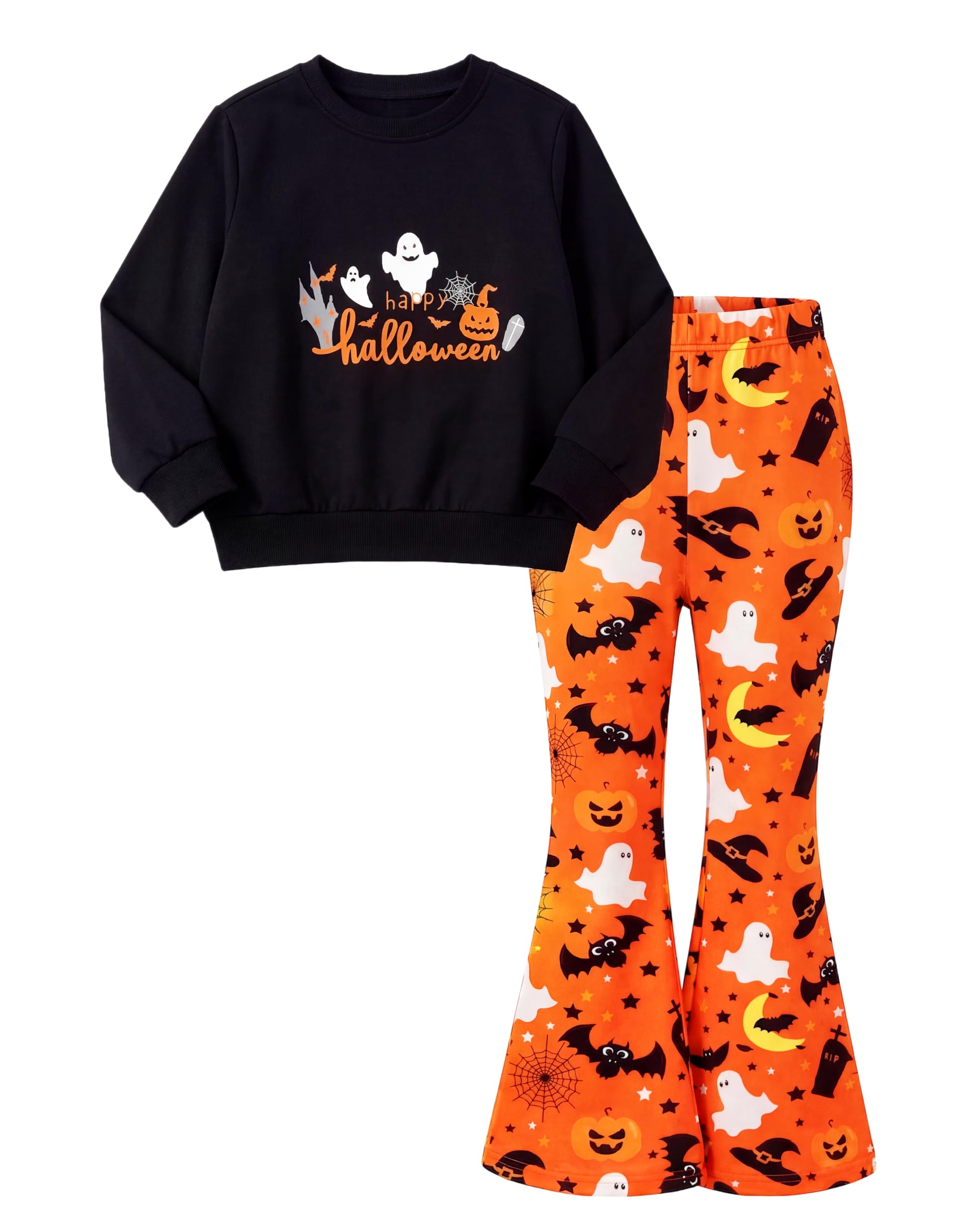 Arshiner Girls 2 Piece Tracksuit Set Kids Sweatshirt and Retro Flare Pants