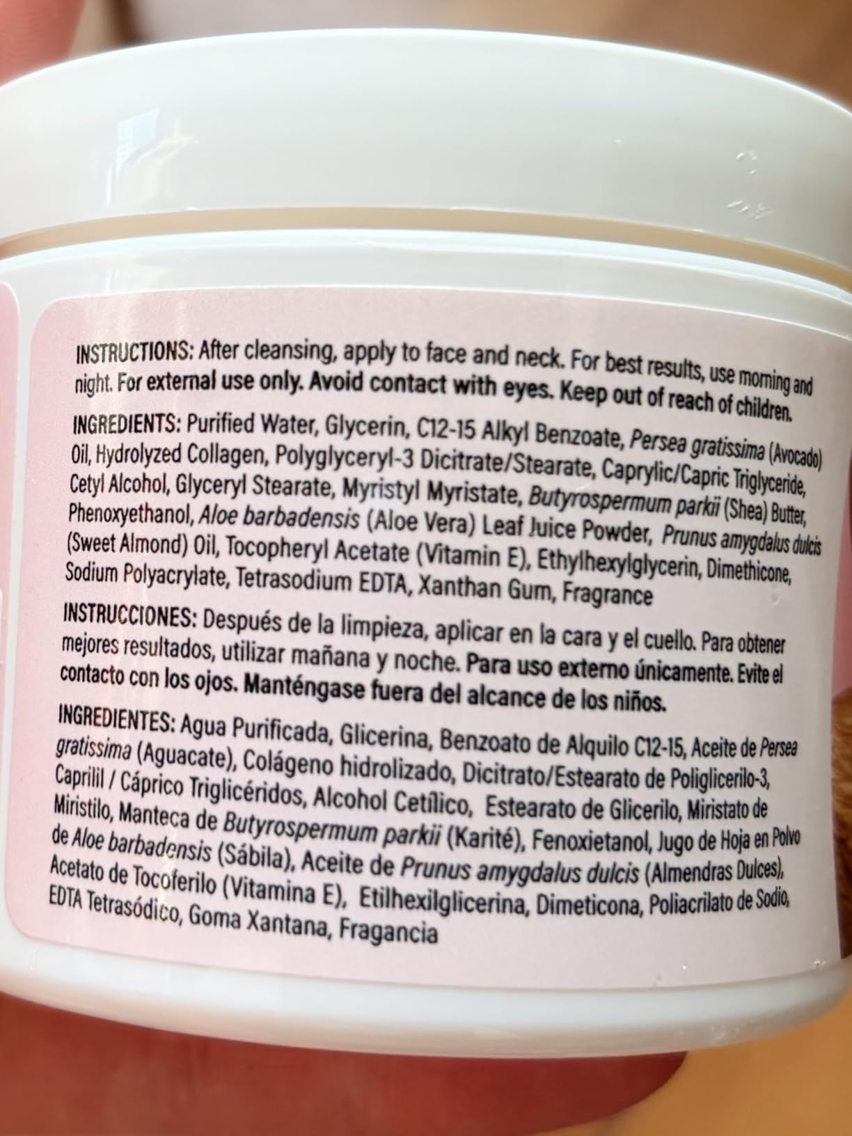 De La Cruz Collagen Facial Cream with Aloe Vera and Avocado Oil, Paraben-Free and Dye-Free Moisturizer with Seven Hydrating Ingredients, 4 oz