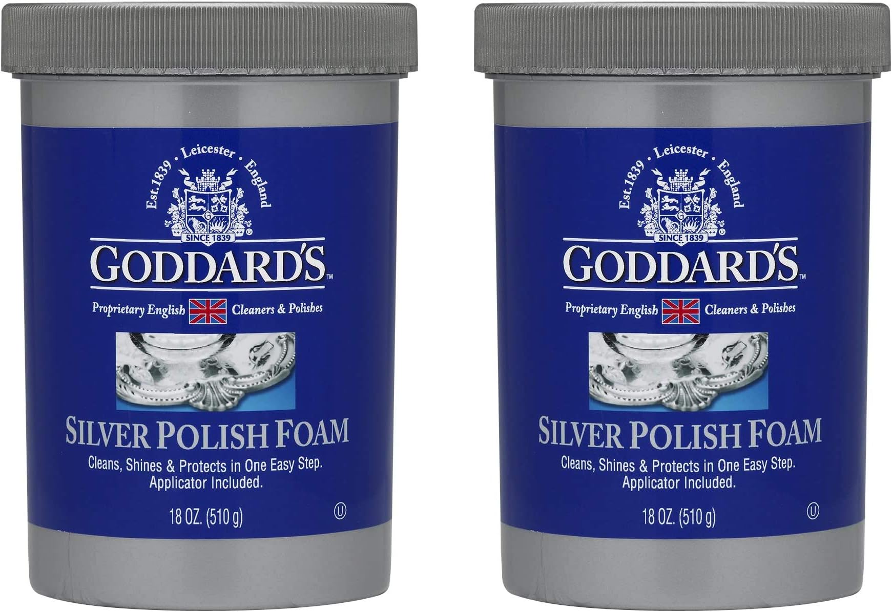 Goddard's Silver Polish, 18 oz - Tarnish Remover with Sponge Applicator (1, Тwo Рack)
