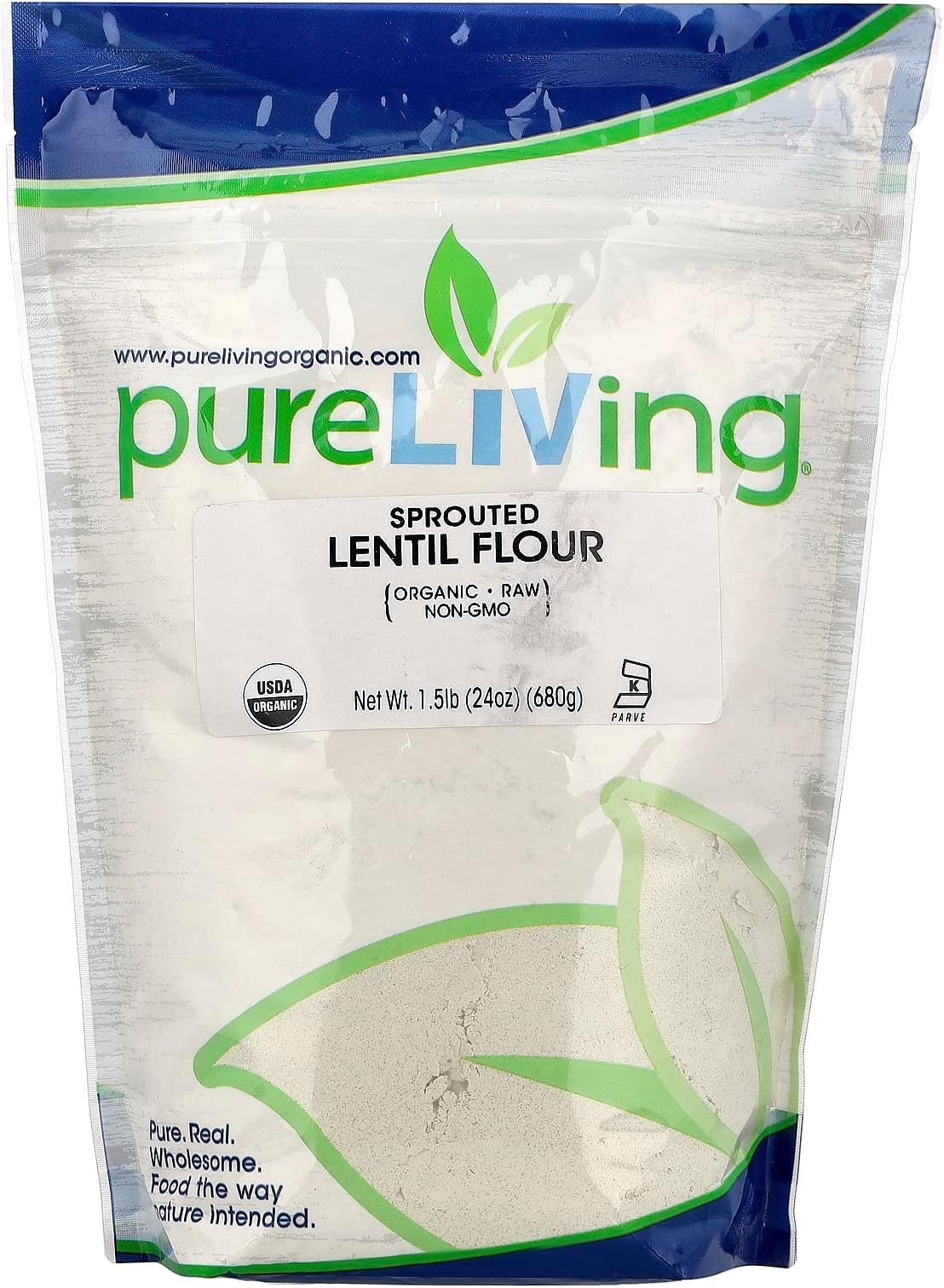 Pure Living Organic Sprouted Lentil Flour, 24 oz (680 g)