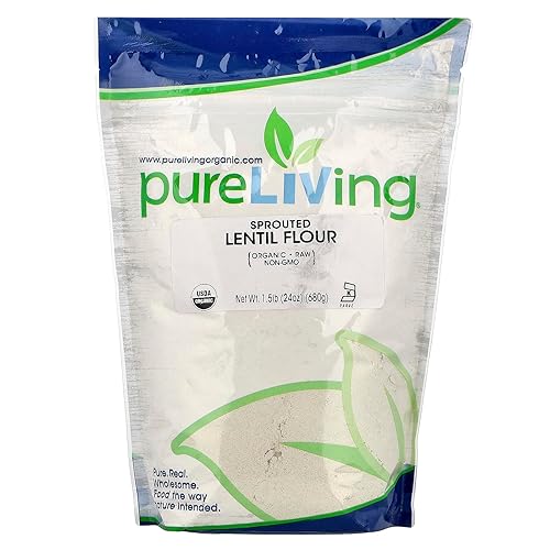 Pure Living Organic Sprouted Lentil Flour, 24 oz (680 g)