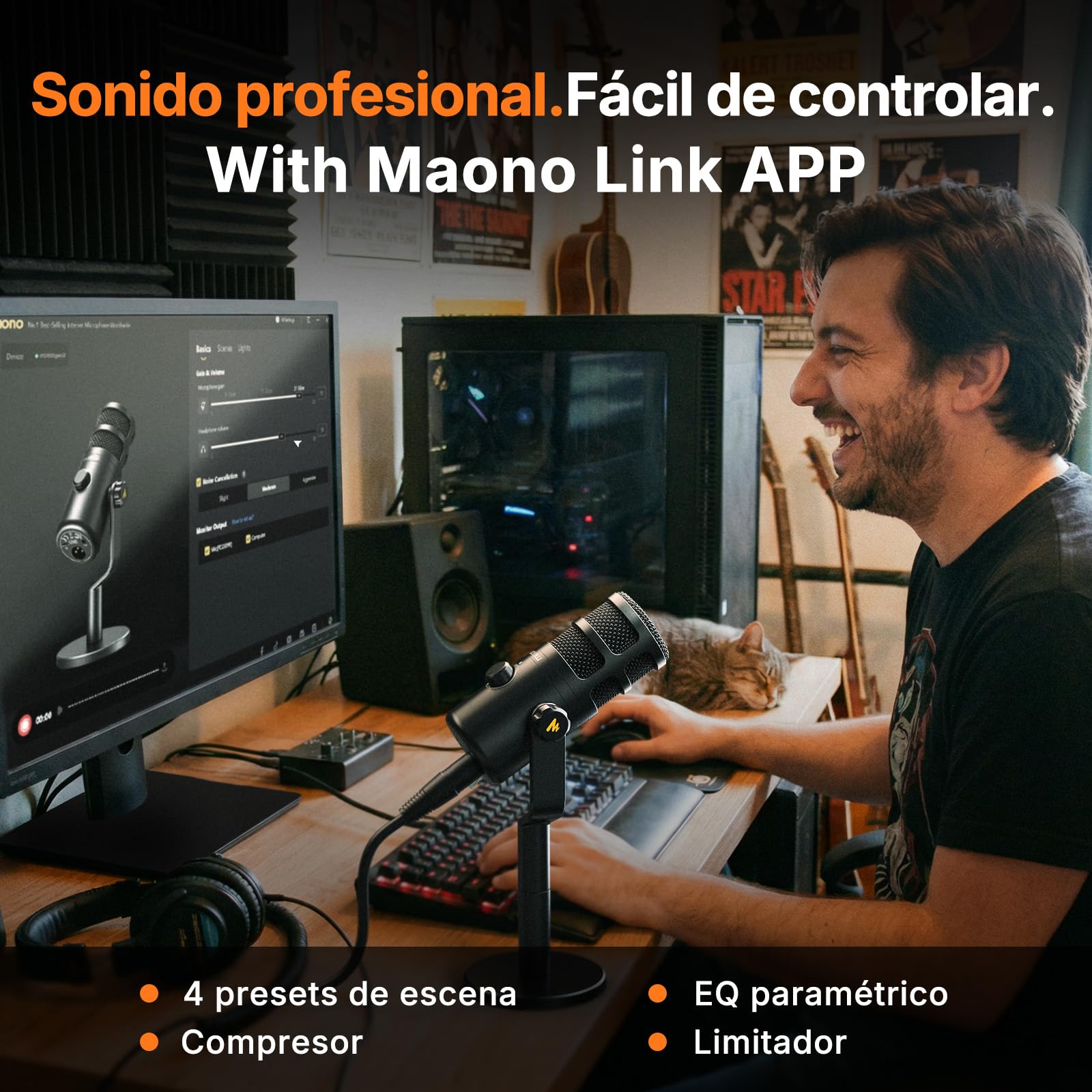 MAONO PD100 Gen2 Micrófono Dinámico USB/XLR, Audio 192 kHz/24 bits, Cuerpo Metálico, Botón de Silencio, Kit Completo con Cable USB y XLR, para Podcast, Streaming, Gaming y PC