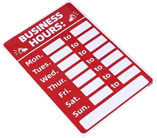 PATIKIL Business Hour Sign, 8"x12" PVC Self Adhesive Operation Hour Sticker Changeable Store Hours Sign for Store Business Shop, Red
