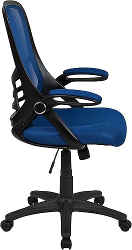 Miniatura 6 de Flash Furniture Porter Silla de oficina giratoria ergonómica de malla con respaldo alto con soporte lumbar, brazos abatibles, tensión de bloqueo de