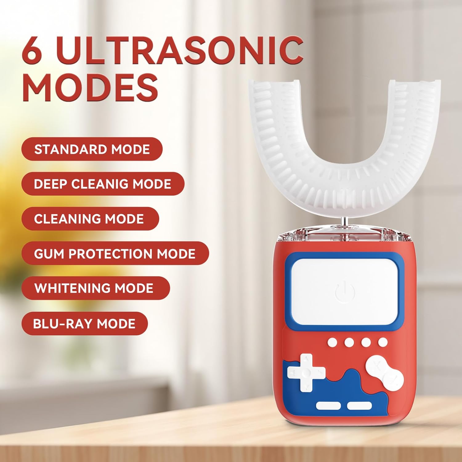 Adult U-Shaped Electric Toothbrushes, 360 ° Deep Cleaning, Ultrasonic Toothbrush for Cleaning Teeth, Wireless Rechargeable Automatic Toothbrush Set