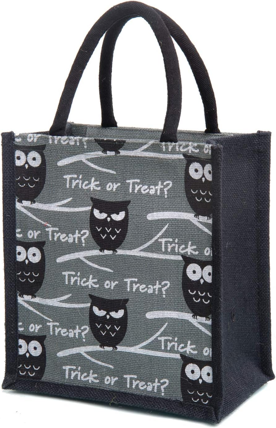 Unisex-Adult Unisex Jute Classic Tote Bag Owl Design (Blue)