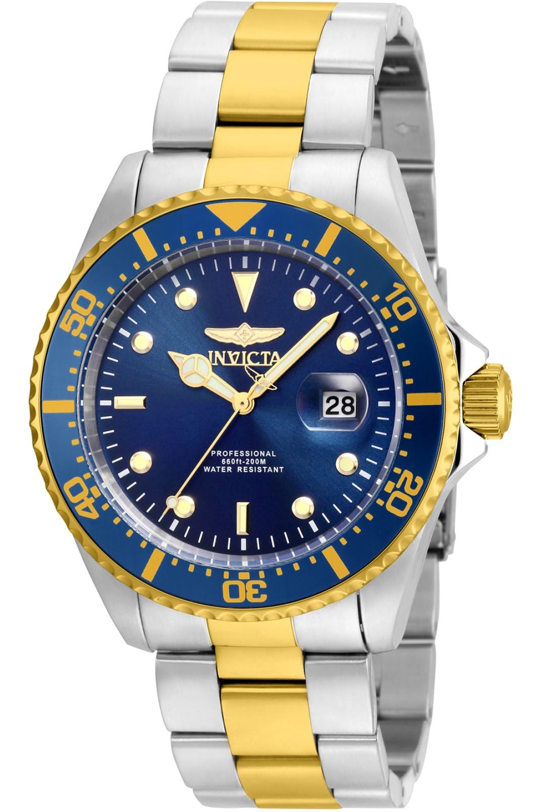 Invicta Pro Diver 22058 Men's Watch - Waterproof - Analogue - Quartz Movement - stainless steel with blue dial - 43mm