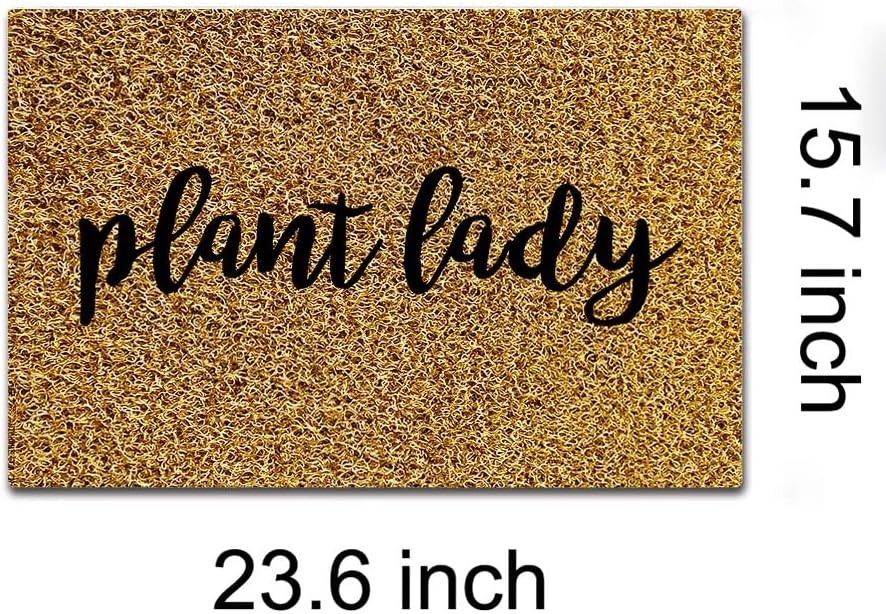 Warm+ Plant Lady Door Mat Silk Loop Home Decor Outdoor Indoor Mats for Entry Front Floor Mats 23.6 x 15.7 Inches