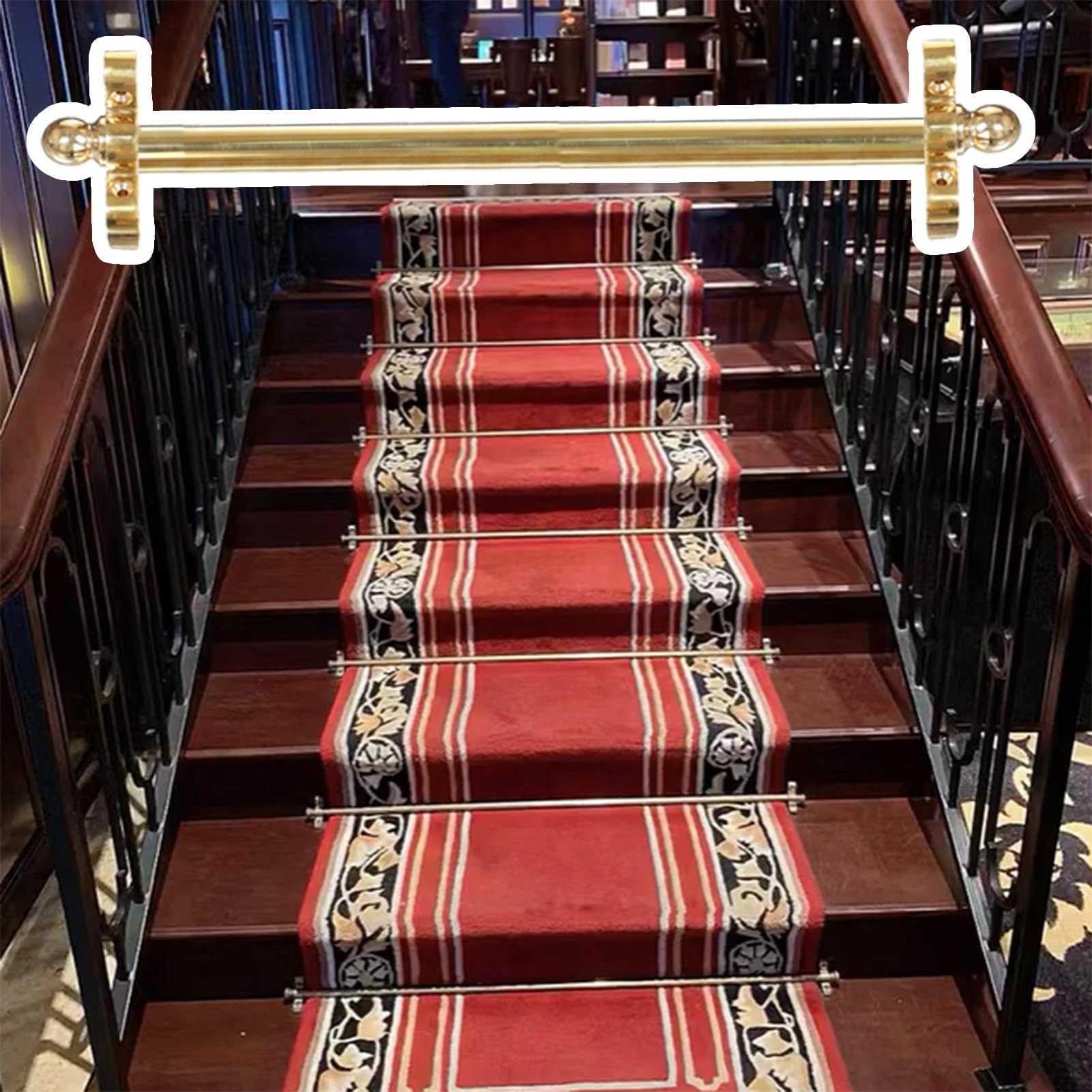 Barres de tapis d'escalier en laiton doré pour une décoration de couloir élégante