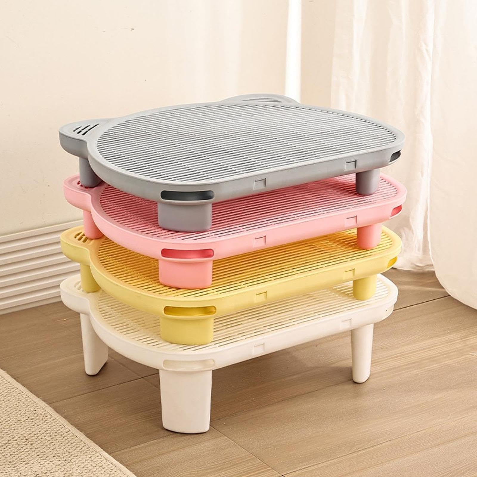 Tapis de Litière pour Chat, Marchepied, Facile à Nettoyer, Moins de Déchets, Marchepieds Réutilisables, Tapis de Rétention de Litière pour Chats, Gris