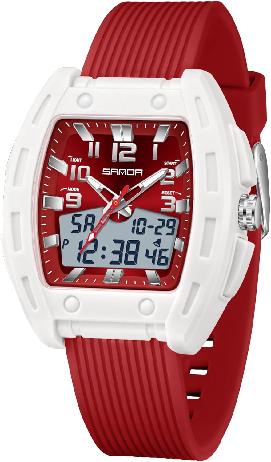 Women Watch for Women Unique Rectangle Watches Digital Analog Sports Watch for Ladies Students Watches with Alarm Stopwatch Waterproof Hourly Chime 12/24H LED Light Multi-Function Wristwatch