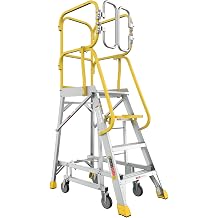 4-Step Aluminum Rolling Platform Ladder 375 LBS Anti-Slip Platform
