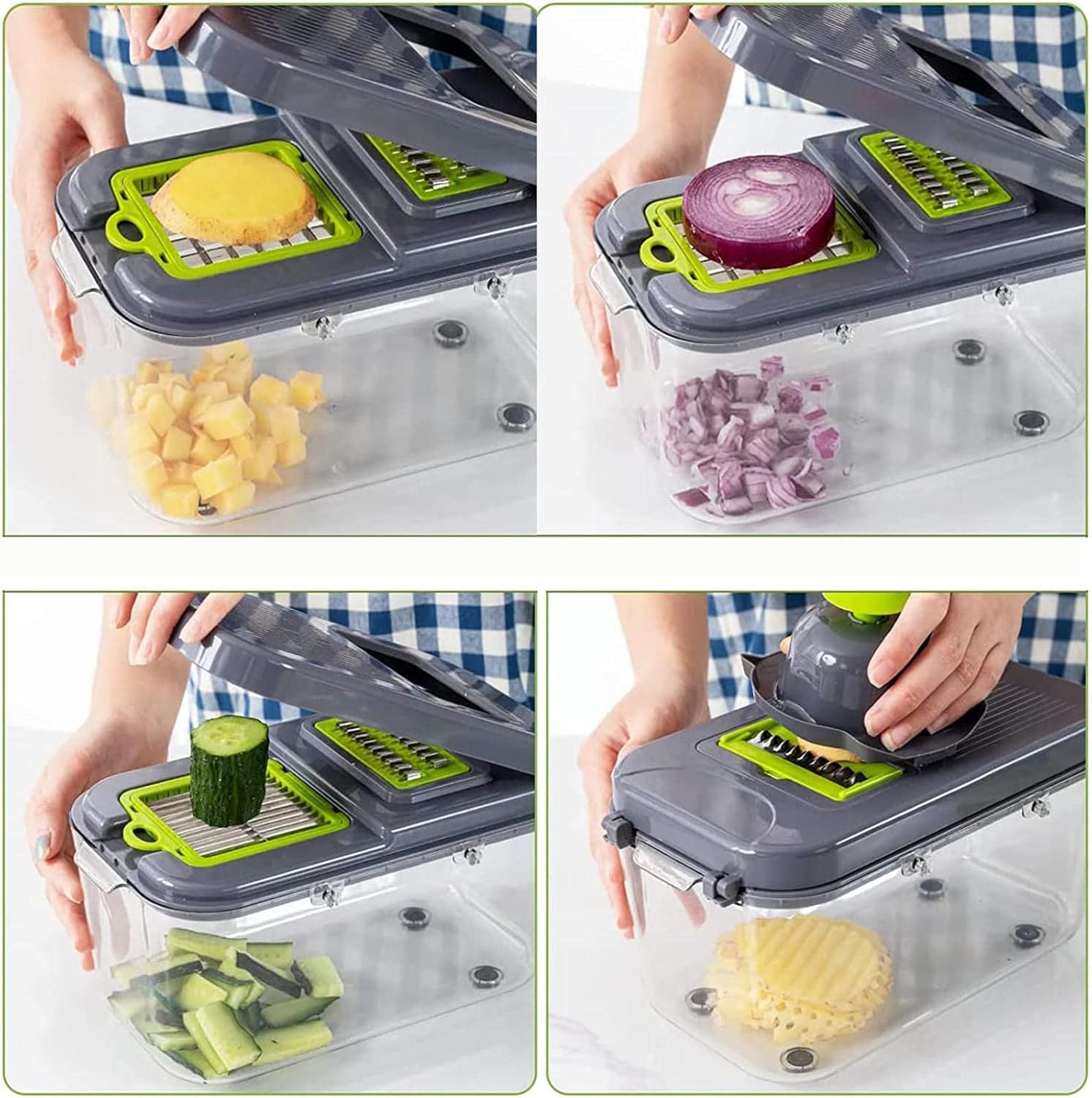 22-in-1 Professional Vegetable Chopper & Mandoline Slicer - Multi-functional Onion Cutter, Dicer for Potatoes, Tomatoes & Veggies with 13 Blades & Filter Basket for Effortless Meal Prep