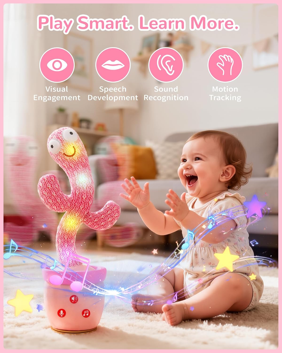 Dancing Talking Cactus Toys for Toddler,Mimicking Cactus Toy for Baby Boys Girls Valentine Kids Gifts Easter Basket Stuffers with 120 English Songs,Adjustable Volume,Recording & Repeating - Image 2