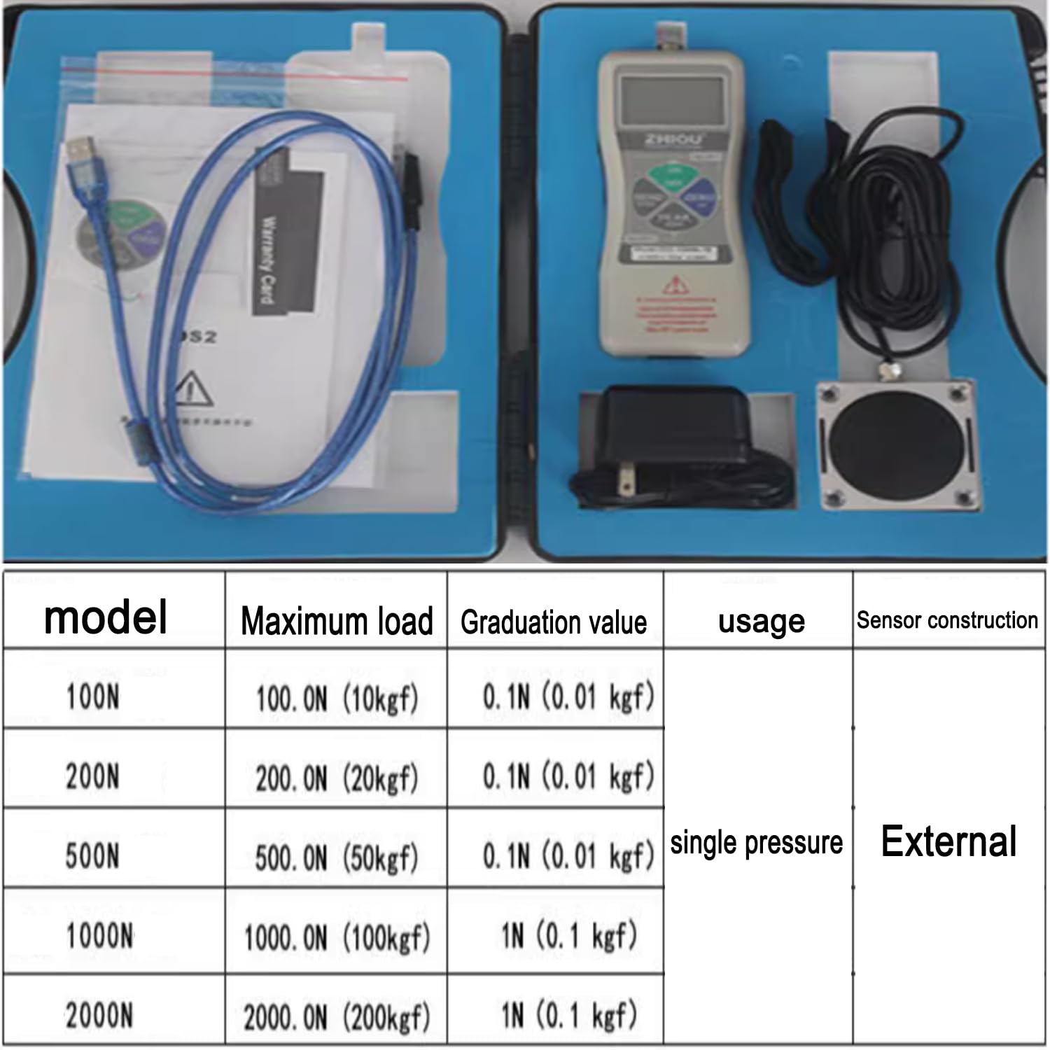 Medidor de Fuerza de Freno del vehículo Probador de Fuerza de Control de Fuerza de Pedal Digital, Unidad (N, Kg, LB), Salida de computadora USB, LCD con retroiluminación automática