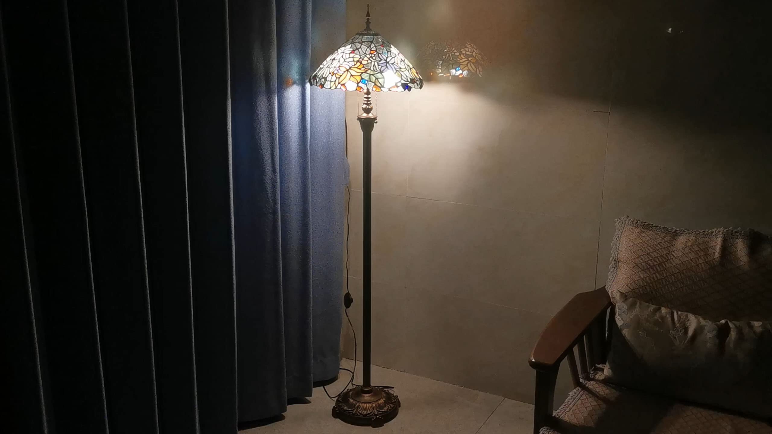 Amazon | フロアライト フロアランプ ステンドグラス ランプ スタンド