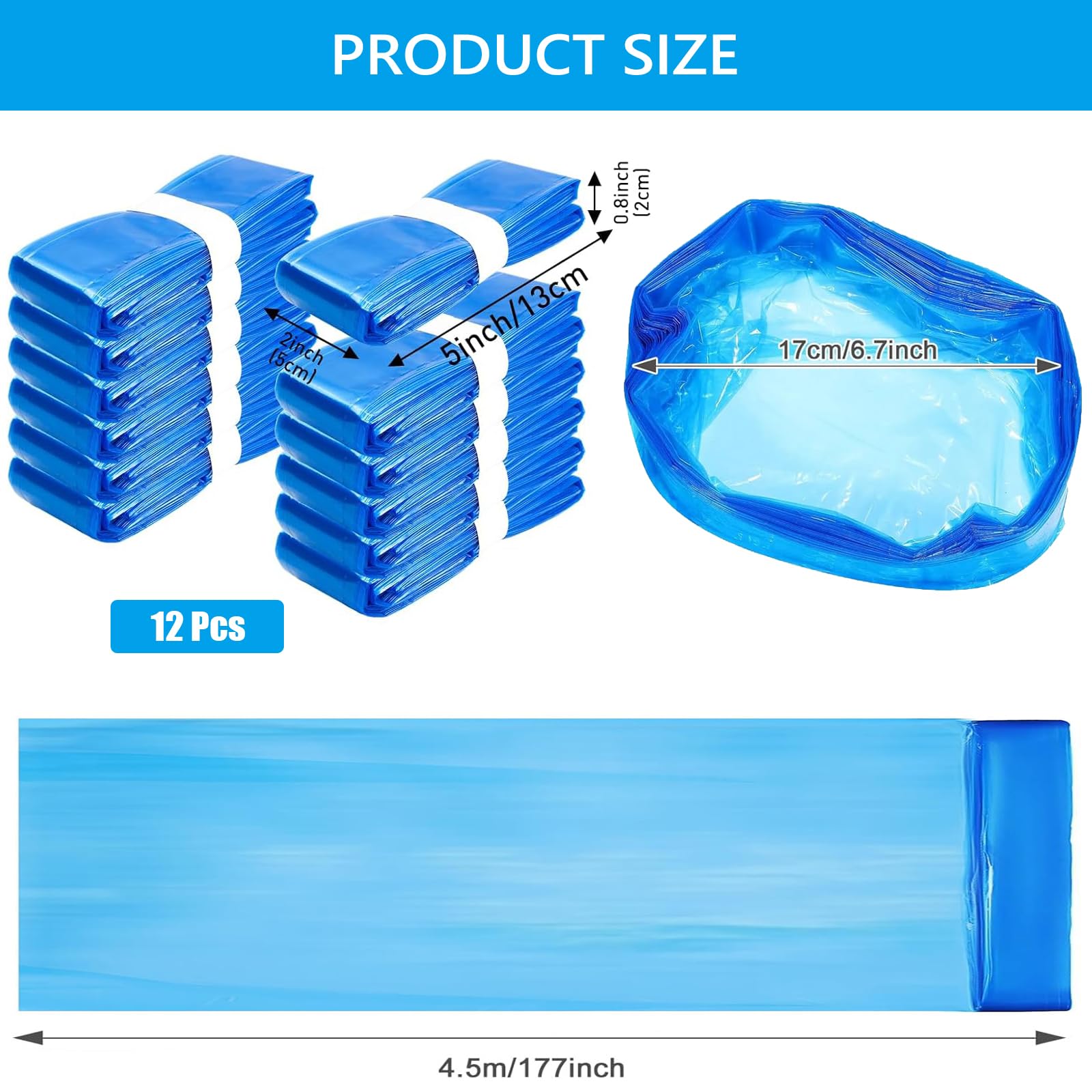 Sac Poubelle Couche Recharge 12 Pièces Grande Capacité Anti-odeur Compatible Tous Types (Bleu)