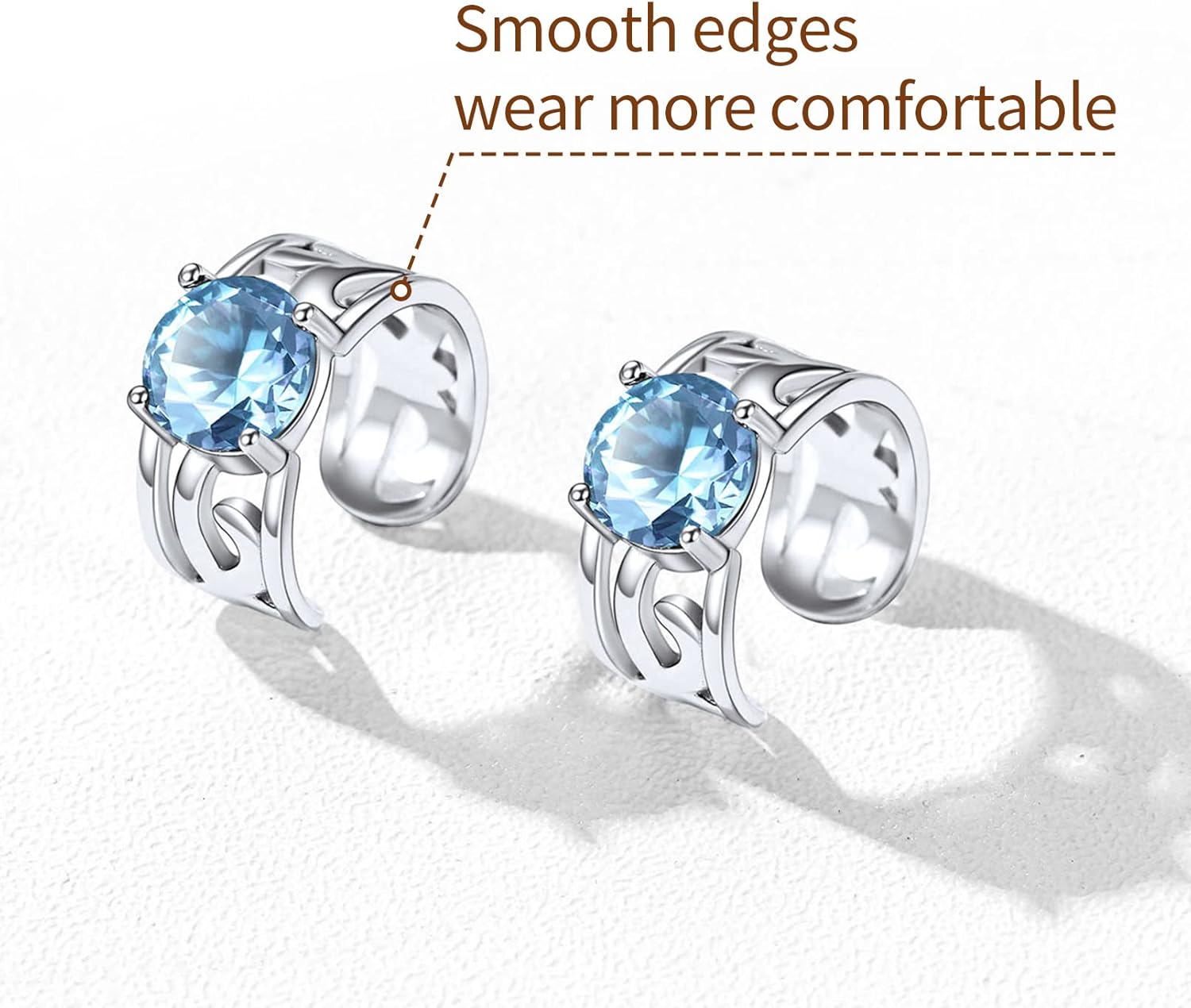 ChicSilver Ear Cuffs 925 Sterling Silver Created Birthstone Celtic Knot Ear Cuff Earrings Non Piercing Cartilage Cuffs Ear Conch Clip on Earrings for Women Hypoallergenic