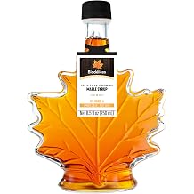 100% Pure Organic Maple Syrup, 250 ml 8.5 Fl Oz - Premium Grade A - Quebecs Finest in Elegant Maple Leaf Bottle from Biodelices
