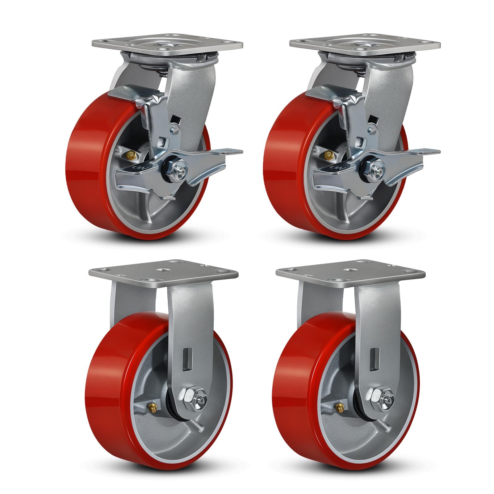 FOVERSWIVE 5"x2" Industrial Casters- Heavy Duty casters,Polyurethane Casters Wheel,Capacity up to 4000 Lb. Use for Platform Truck, U-Boat Cart,
