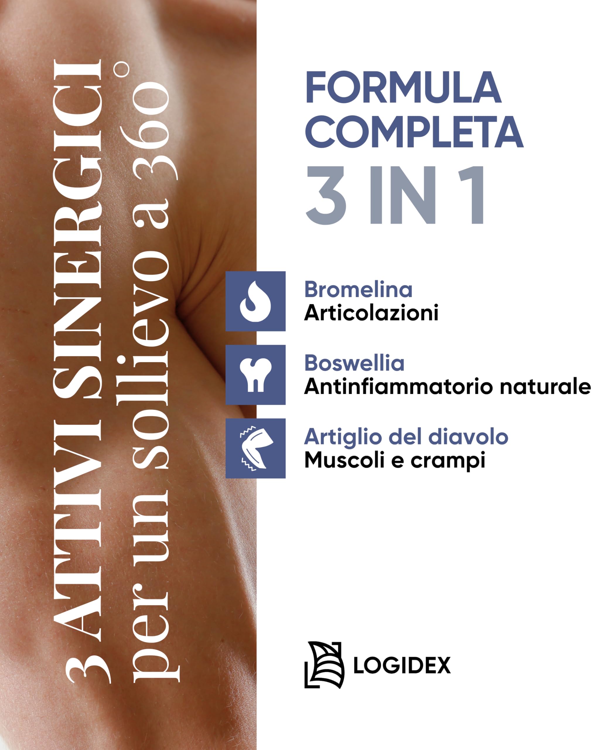 Fibrinosil - Integratore Antinfiammatorio Naturale Dolori Articolari e Muscolari con Artiglio del Diavolo Forte, Bromelina e Boswellia, Miorilassante muscolare – 20 Compresse – Logidex