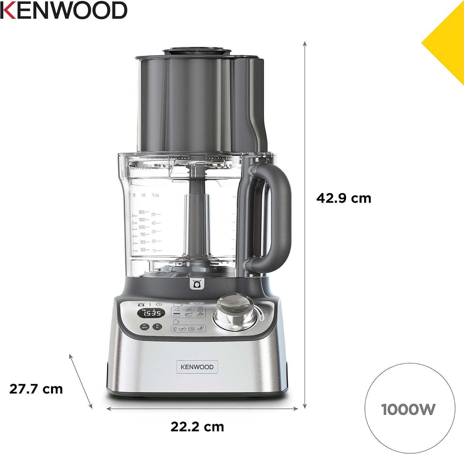 Kenwood MultiPro XL Weigh+ FDM72.990SS - Robot da cucina dotato di Bilancia e Timer integrati, ExpressDice, Ciotola da 3L, velocità variabile, 12 accessori, 1000 Watt 11 Accessori e Tubo XL - Immagine 5