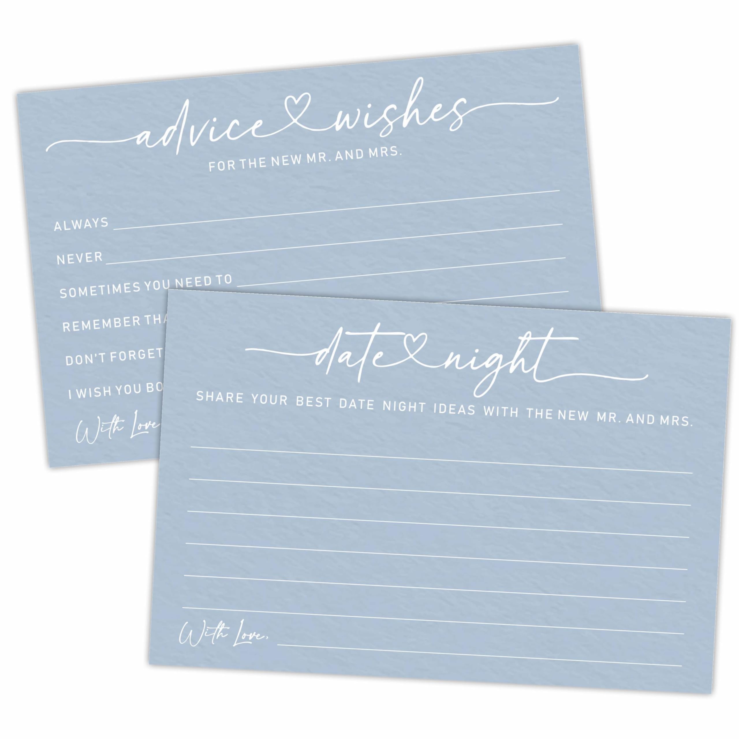Wedding Advice Cards -Pack Of 30 Wishes For The New Mr & Mrs Wedding,Share Best Date Night Cards - Bride and Groom Newlyweds Bridal Shower Party
