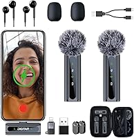 Vista 1 de Micrófono Lavalier inalámbrico para PC/iPhone/Android/iPad, micrófonos de clip para grabación de audio y video, micrófonos de solapa USB Bluetooth