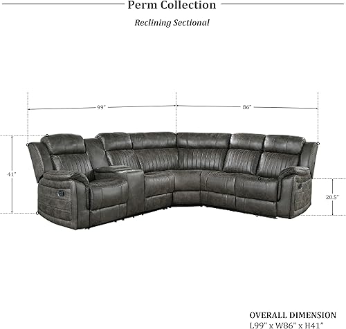 Miniatura 2 de Lexicon Perm - Sofá reclinable de 3 piezas, color gris marrón