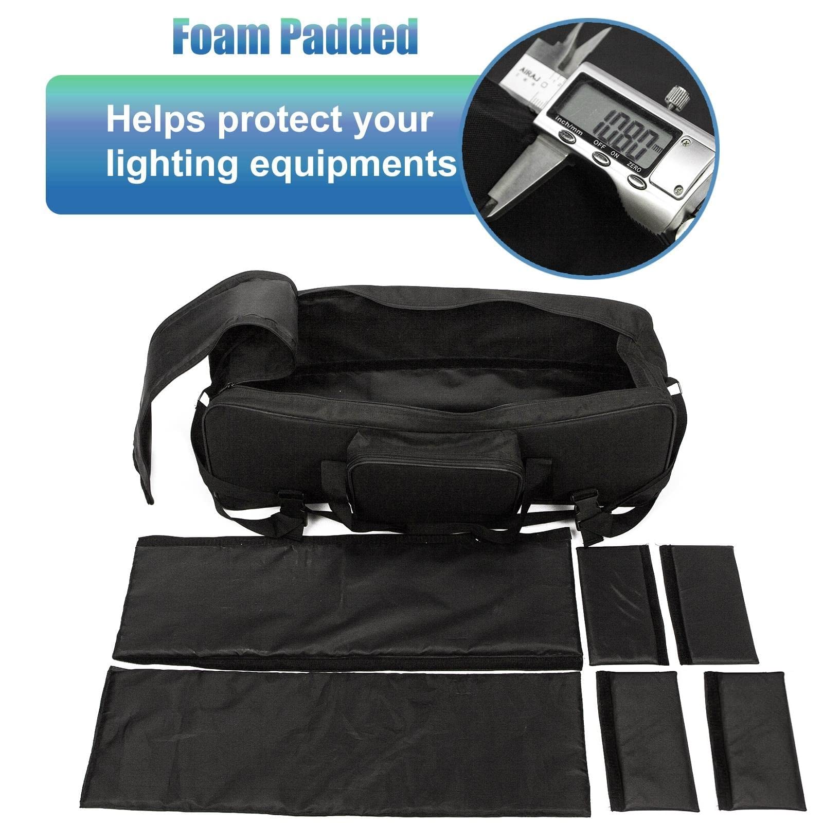 Bolsa de Transporte para Equipos de Iluminación de Estudio de Fotografía, Estuche de Almacenamiento Ligero, 110x26x22cm, Negro