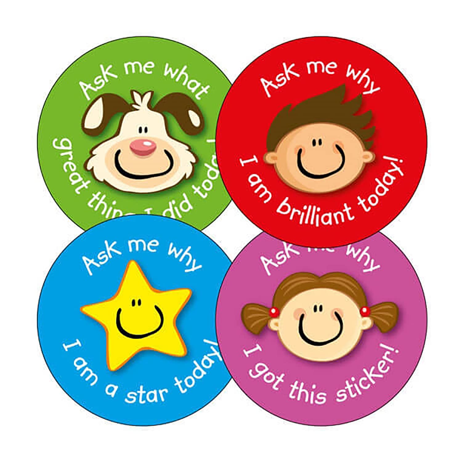 100 Ask Me Why Childrens Pupils School Teachers Reward Stickers 32mm Brainwaves Primary Teaching Services