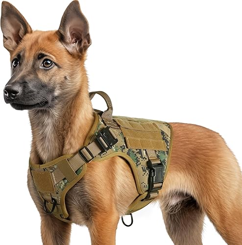 Miniatura 9 de rabbitgoo Arnés táctico para perro grande, arnés resistente con asa, chaleco de servicio sin tirones para razas grandes, chaleco militar ajustable