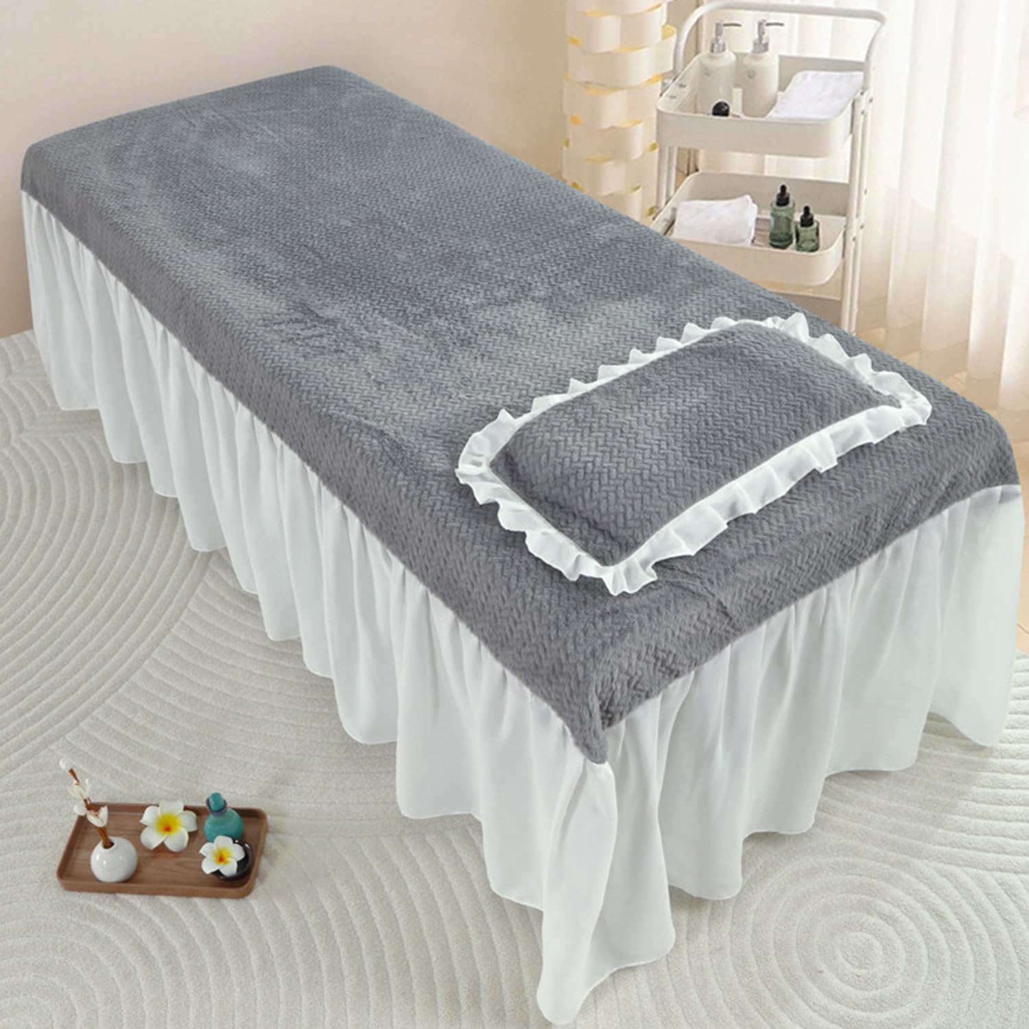 LDLCYCN Velvet Massage Table Bed Skirt Spa Bed Cover for Beauty Salon Tattoo Studio