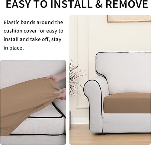 Miniatura 4 de Easy-Going - Fundas elásticas para sofá biplaza 100% impermeables, fundas de cojín protectoras para asiento de sofá, fundas de cojín elásticas para