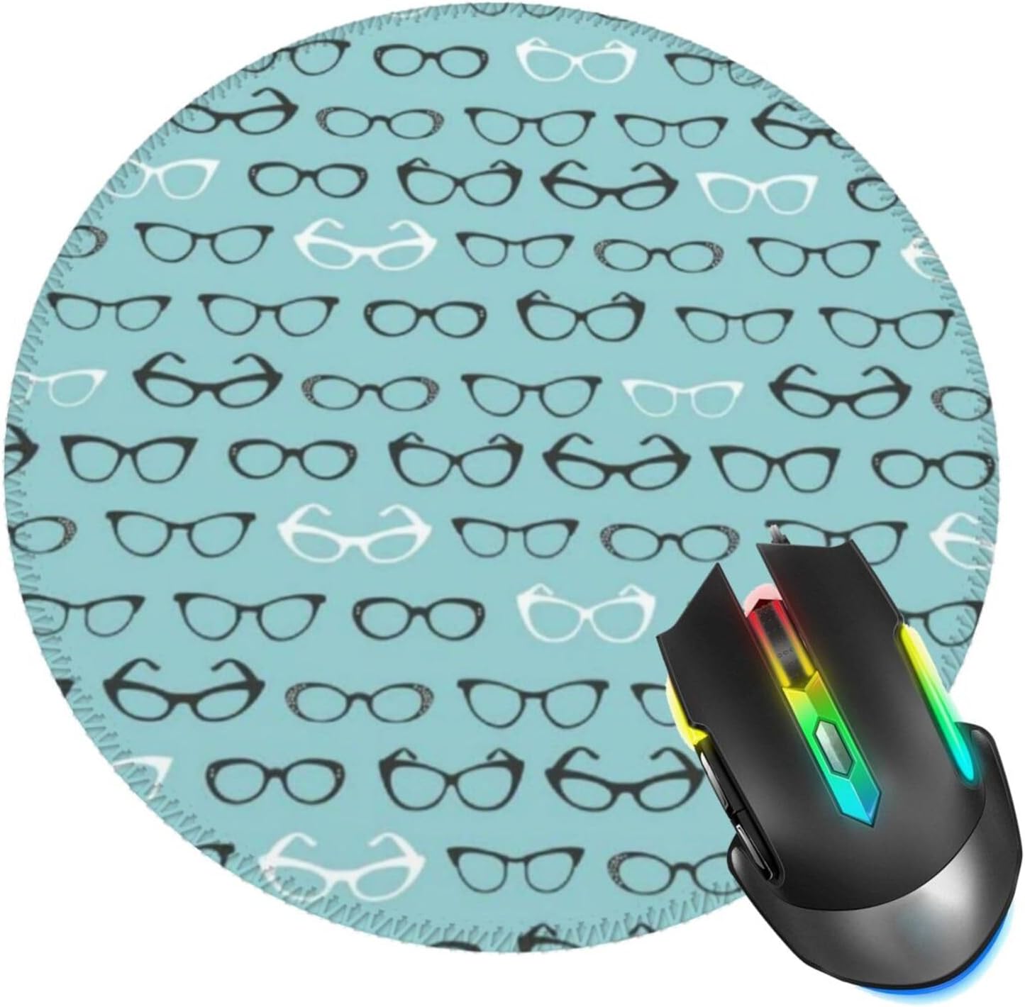Eye Glasses Mouse Pad, Mouse Pads for Desk, Stitched Edge Mousepad with Non-Slip Rubber Base, Gaming Mouse Mat for Computer Laptop Home Office