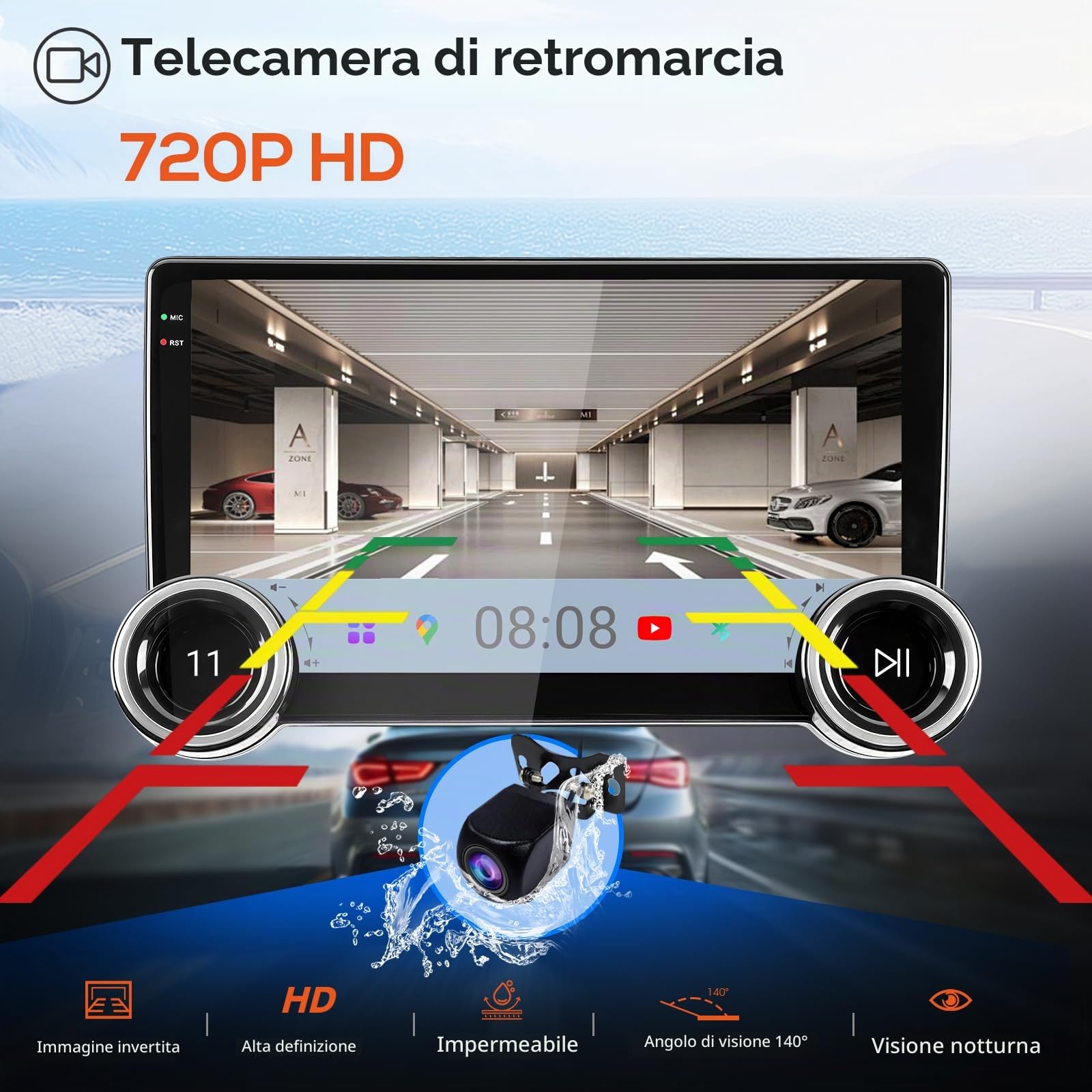 Haudio Autoradio 10.1 Pollici 2 DIN con Wireless Apple CarPlay & Android Auto, Telecamera Di retromarcia HD, Mirroring dello Schermo, Bluetooth, WiFi, Assistente Vocale, Radio AM/FM/RDS 2G+64GB