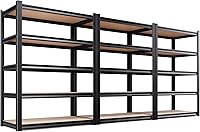 Vista 32 de Estantería de garaje de 71 pulgadas de alto, estantes de almacenamiento de 5 niveles, metal resistente, estante ajustable de acero para almacén
