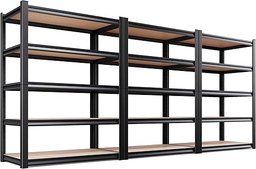 Miniatura 32 de Estantería de garaje de 71 pulgadas de alto, estantes de almacenamiento de 5 niveles, metal resistente, estante ajustable de acero para almacén,