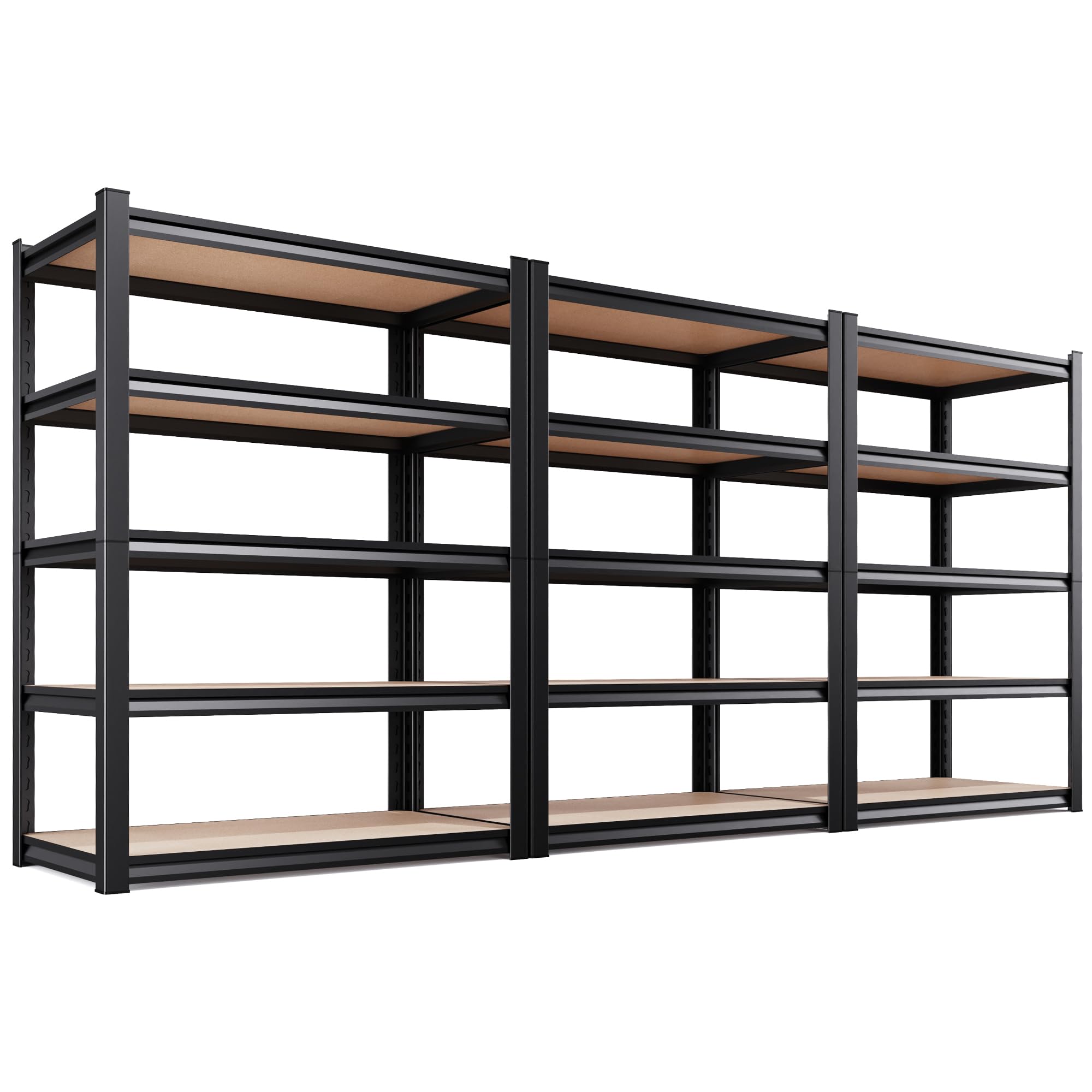 3-Pack Heavy Duty Garage Shelving for Garage, Warehouse &amp; Workshop Organization, 71" H x 45.6" W x 17.7" D 5-Tier Adjustable Metal Storage Rack for Tools, Storage Bins &amp; Bulk Items