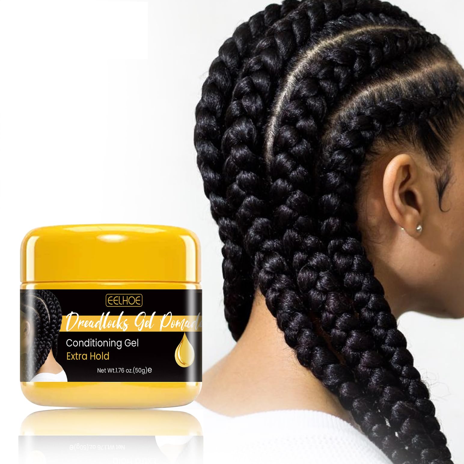 Joyeee Braid Gel, Twist and Lock Edge Control Gel for Hair Defining, Curly Hair Favorite, No White Residue, Extreme Hold & Reduces Frizz for Braids, Locs, Twists, Cornrows, Wavy or Kinky Hair, 50g