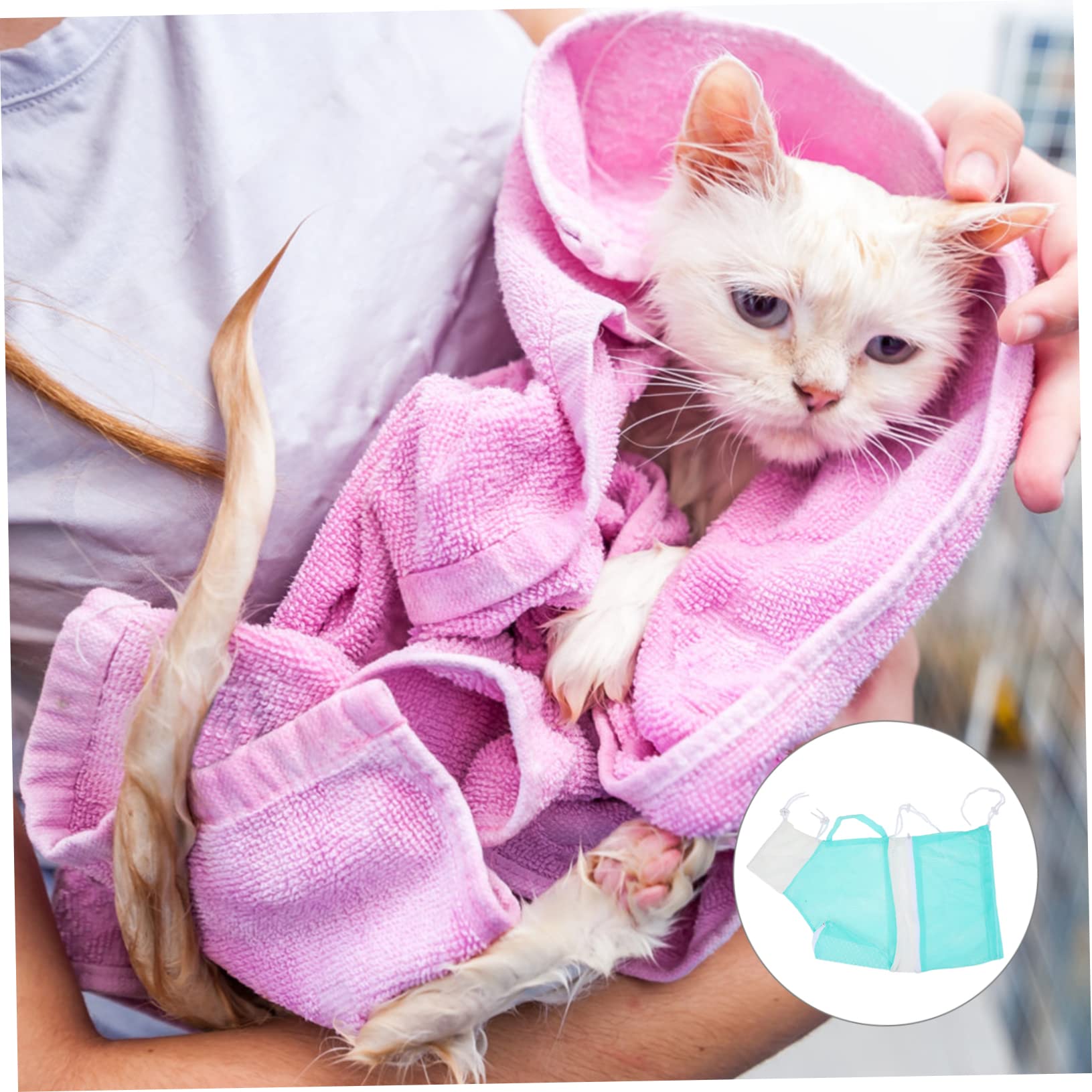 minkissy 3piezas Bolsa De Lavado para Gatos Ajustable Baños y Cuidado De Uñas Bolsa De Limpieza para Gatos y Cachorros Material De Resistente Herramienta De para