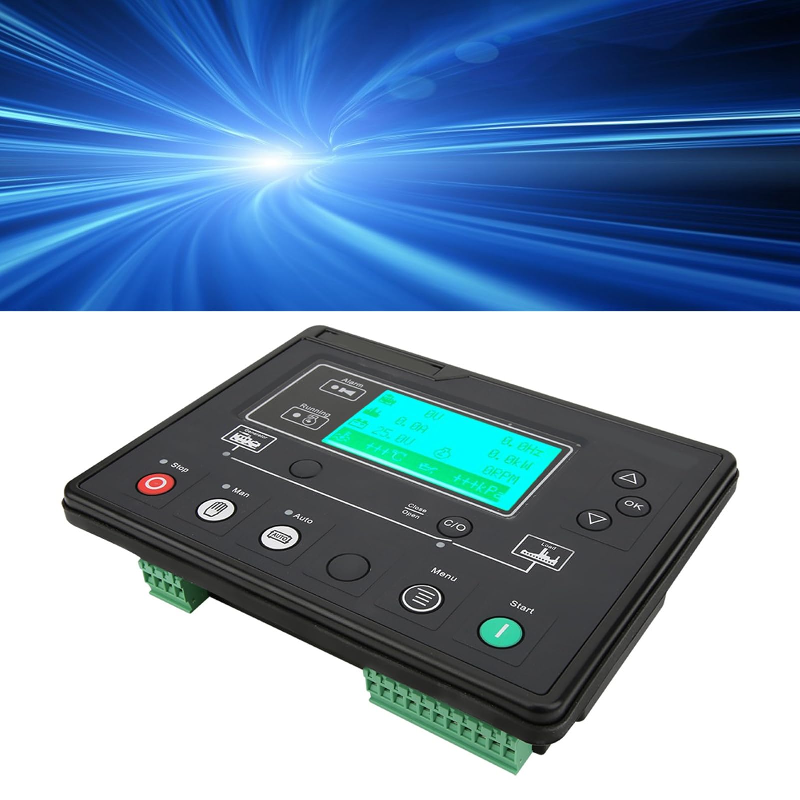 Jeffergarden Controlador de Grupo Electrógeno HQM6110U, Plástico, Parada de Arranque Automático, Rango de Frecuencia de 1 Hz a 10 KHz, Ideal para Sistemas de 120 V/240 V