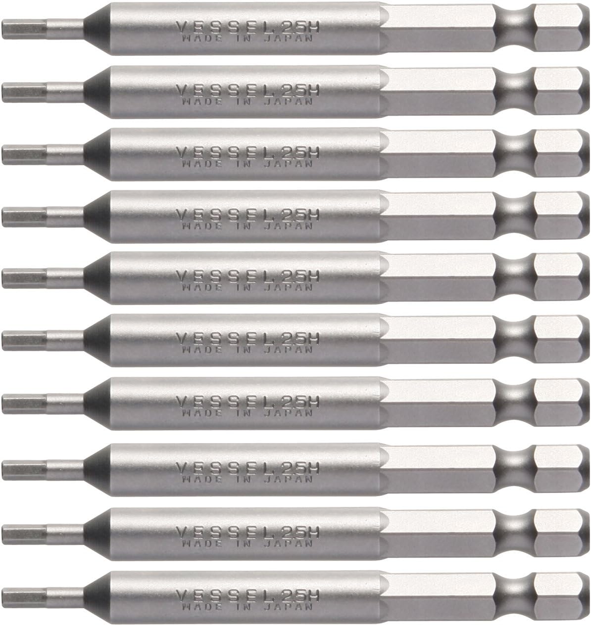Vessel Hex Bit B35, Opposite Side 0.1 x 3.0 inches (2.5 x 75 mm), Hardness, Set of 10, Hex Hole, Bolt Screw ZP