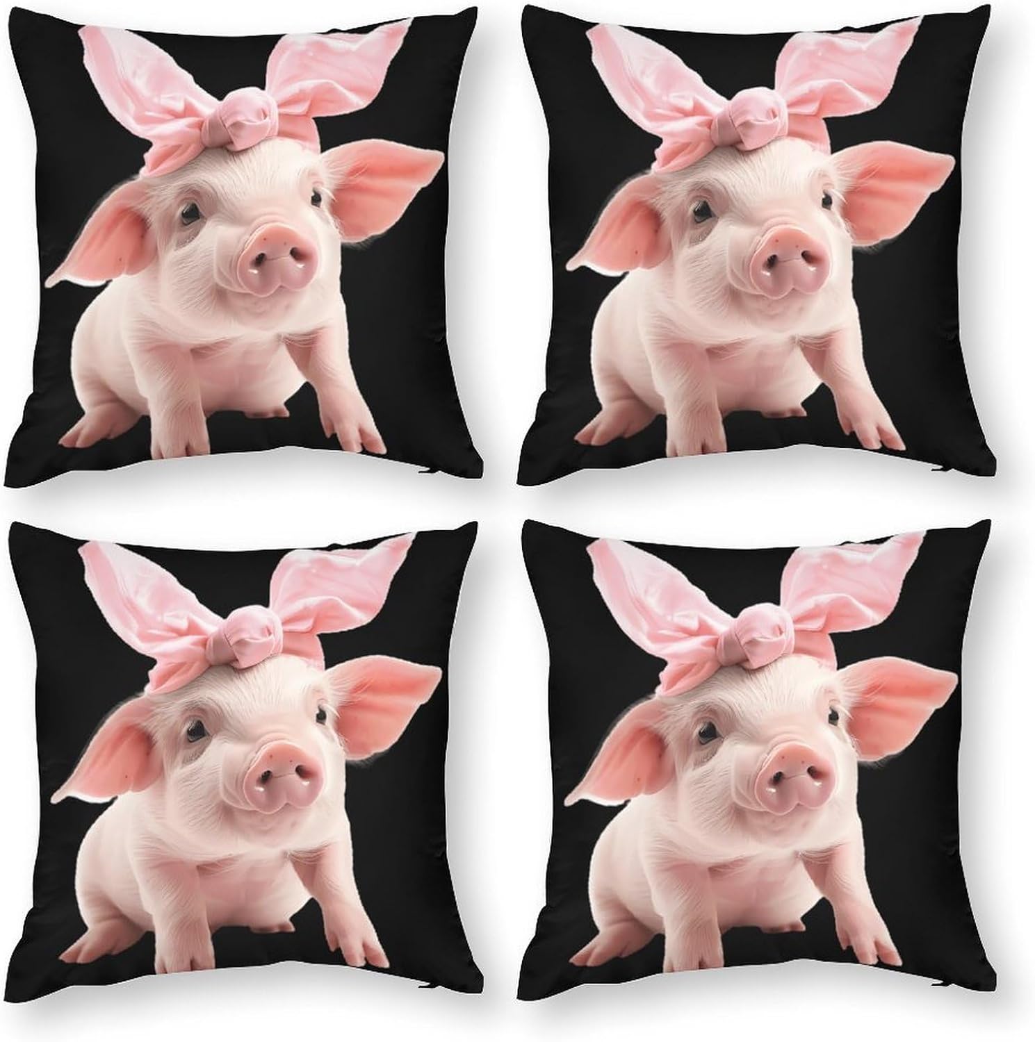 Elegant Piggy Printed Throw Pillow Case 4 Pcs Soft Pillowcases Pillows Covers Sofa Bed Decor 12/14/16/17/18/20/22/24/32 Inches